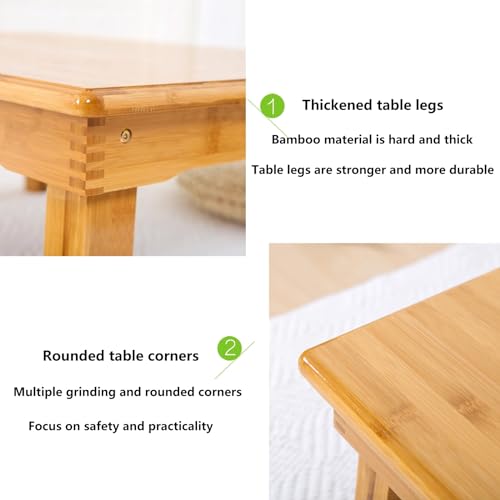 ZENCIX Mesa de Suelo Japonesa, Mesa de Comedor Japonesa de Bambú, Mesa de Centro Baja Plegable para Sentarse en El Suelo, Mesa Plegable Kotatsu Mesa de Meditación de Granja