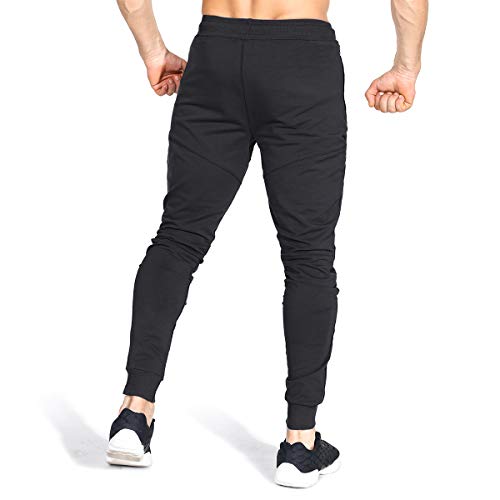 ZENWILL Cremallera Gym Jogger, Pantalon Deporte Malla Transpirable Fitness Hombre(Negro,L)