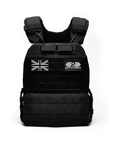 Zero.One% Chaleco con peso de diseño personalizado de 10 kg, ultraduradero y ajustable, diseñado para crossfit, entrenamiento de fuerza, calistenia y entrenamientos en casa. (Union Jack)