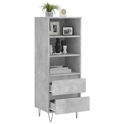 ZEYUAN Aparador Alto Madera contrachapada Gris hormigón 40x36x110 cm, Aparadores para Salon, Aparador Entrada Recibidor, Aparador Cocina, Vitrinas para Salon, Muebles Auxiliares 831512