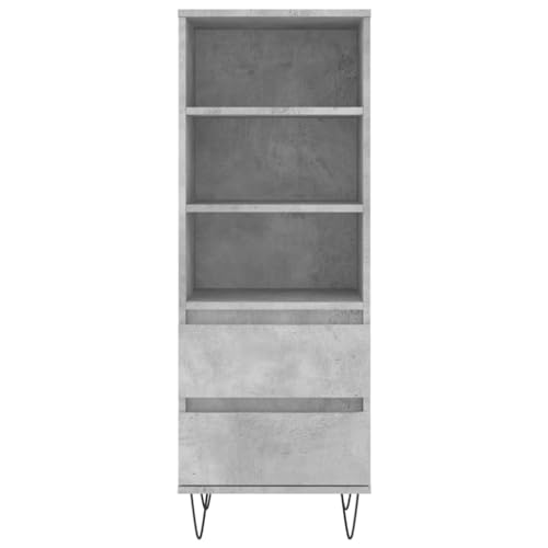 ZEYUAN Aparador Alto Madera contrachapada Gris hormigón 40x36x110 cm, Aparadores para Salon, Aparador Entrada Recibidor, Aparador Cocina, Vitrinas para Salon, Muebles Auxiliares 831512