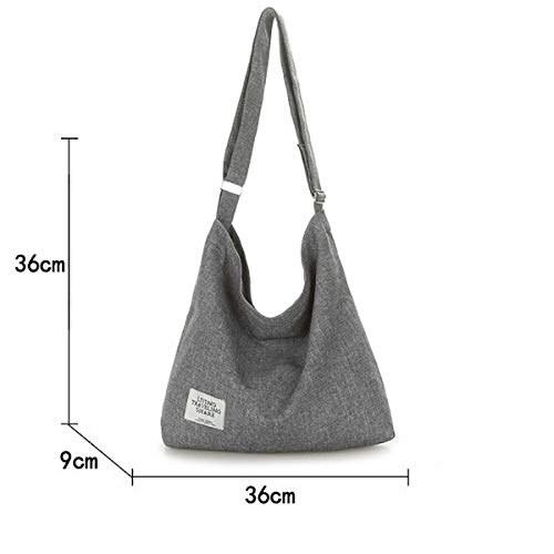 ZhengYue Bolso Bandolera Mujer, Lona multifuncionales Shopper Grey A