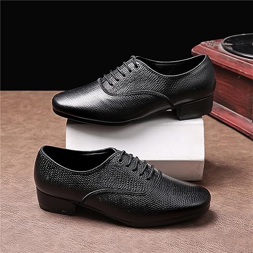 ZHENSI Zapatos De Baile Moderno Hombres Zapatos De Baile De Salón De Vals Latino Zapatos De Baile De Noche Tacón Bajo Suela Completa,Negro,46 EU