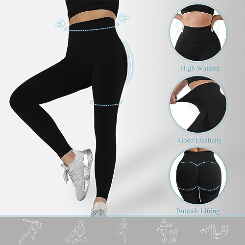 Zhiaek Mallas Deporte Mujer Cintura Alta Leggins Mujer Push Up Elástico Sin Costuras Pantalon Deporte Ropa Deportiva Mujer para Yoga Fitness Pilates Training