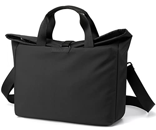 zhongningyifeng Bolso de mano para hombre de 14 pulgadas, bolsa de hombro de nailon impermeable, para negocios, casual, negro, para trabajo, escuela, viajes, Black, L