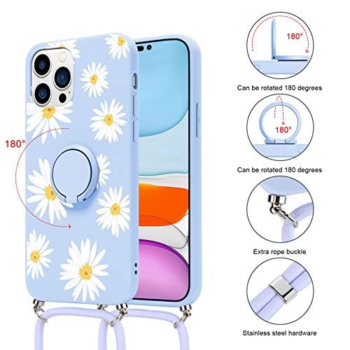 ZhuoFan Funda para Xiaomi Redmi Note 10 Pro 4G/10 Pro MAX 6,67'', Carcasa con Correa Cuerdas Cuello Cadena Anillo Soporte Kickstand Ring Holder Silicona Antigolpe Slim Muchacha Case, Flor