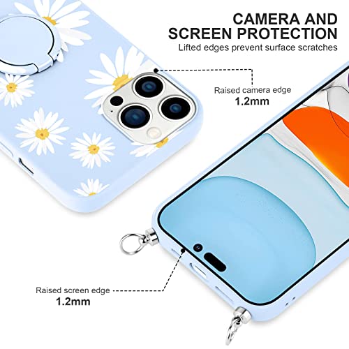 ZhuoFan Funda para Xiaomi Redmi Note 10 Pro 4G/10 Pro MAX 6,67'', Carcasa con Correa Cuerdas Cuello Cadena Anillo Soporte Kickstand Ring Holder Silicona Antigolpe Slim Muchacha Case, Flor