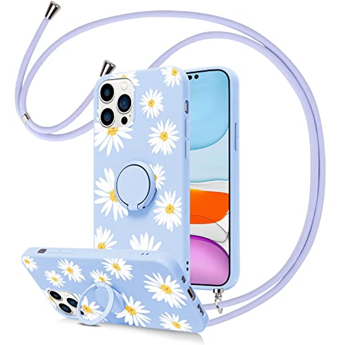 ZhuoFan Funda para Xiaomi Redmi Note 10 Pro 4G/10 Pro MAX 6,67'', Carcasa con Correa Cuerdas Cuello Cadena Anillo Soporte Kickstand Ring Holder Silicona Antigolpe Slim Muchacha Case, Flor