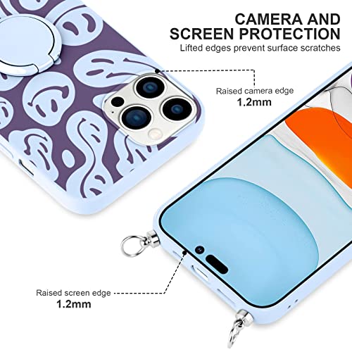 ZhuoFan Funda para Xiaomi Redmi Note 11 Pro 4G 5G 2022 6,67'', Carcasa con Correa Cuerdas Cuello Cadena Anillo Soporte Kickstand Ring Holder Silicona Antigolpe Slim Muchacha Case, Violeta