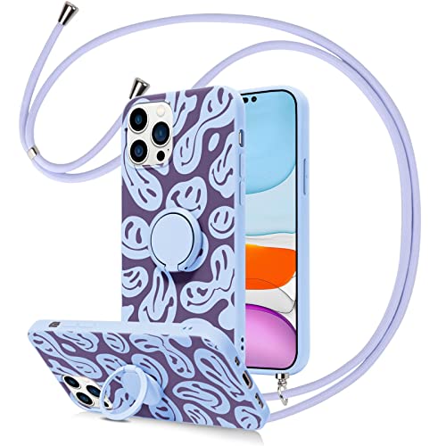 ZhuoFan Funda para Xiaomi Redmi Note 11 Pro 4G 5G 2022 6,67'', Carcasa con Correa Cuerdas Cuello Cadena Anillo Soporte Kickstand Ring Holder Silicona Antigolpe Slim Muchacha Case, Violeta