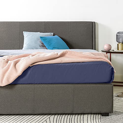 Zinus Canapé abatible de 32 cm con somier tapizado, cama con elevador de gas y almacenamiento Maddon, Somier de listones de madera, 135 x 190 cm, Gris oscuro