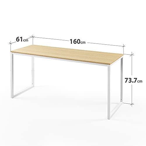 ZINUS Jennifer 160 cm Escritorio para ordenador portátil | Escritorio de estudio para oficina en casa | Montaje sencillo | Estructura metálica | Natural