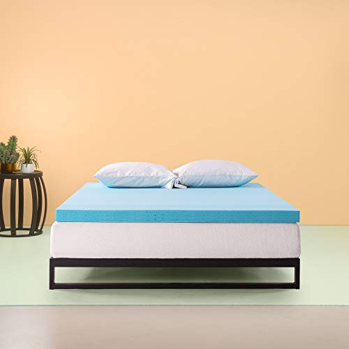 ZINUS Sobrecolchón de espuma viscolástica con gel refrescante impregnado de té verde, Espuma con gel refrescante, 135 x 190 cm, OEKO-TEX, para colchón, cama y sofá