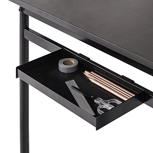 ZINUS Tresa 140 נ75 cm, escritorio negro de metal con almacenamiento y soporte para monitor, Escritorio con acabado espresso, Mesa para ordenador, Montaje sencillo