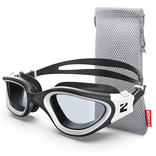 ZIONOR Gafas de natación G1SE para hombre y mujer, con protección UV, antivaho, cómodas, profesionales. (A1-G1SE-BlackWhite-Clear)