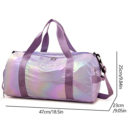 ZIOSINM Bolsa Deporte Mujer Grande, Bolsa de Viaje Impermeable, Bolsa Gimnasio Bolsa Fitness Bolsa Natacion con Compartimento para Mojados y Compartimento para Zapatos (Morado)