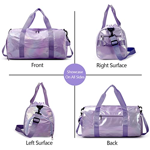 ZIOSINM Bolsa Deporte Mujer Grande, Bolsa de Viaje Impermeable, Bolsa Gimnasio Bolsa Fitness Bolsa Natacion con Compartimento para Mojados y Compartimento para Zapatos (Morado)