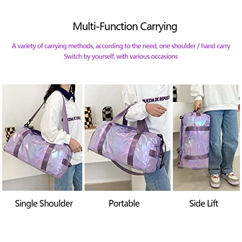 ZIOSINM Bolsa Deporte Mujer Grande, Bolsa de Viaje Impermeable, Bolsa Gimnasio Bolsa Fitness Bolsa Natacion con Compartimento para Mojados y Compartimento para Zapatos (Morado)