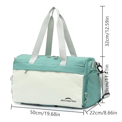 ZIOSINM Bolsa Deporte Mujer Hombre 35L Bolsa de Deporte pequeña con Compartimento para Zapatos, Bolsa de Viaje Weekender Bag, Bolsa Gimnasio Almacenamiento de Esterilla de Yoga (Verde)