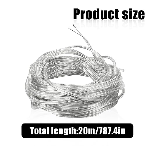 ZIOYA PVC Cable Eléctrico de Alambre de Cobre 20 Metros Cable Eléctrico Transparente 0,75 mm² Anti-Oxidation Cable Flexible Transparent para Instalar Electrodomésticos de Baja Potencia