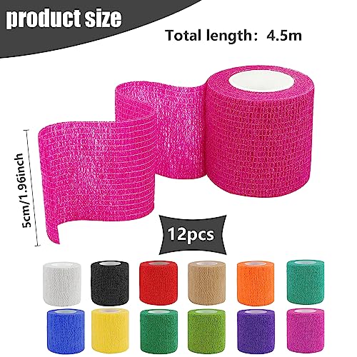 ZIOYA Tape Crossfit 12 Rollo 5cm x 4.5 m Esparadrapo Deportivo Esparadrapo Crossfit Adecuado para Nadar Correr Deportes al Aire Libre Fitness Yoga (Colorido)