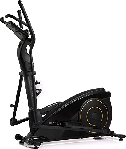 ZIPRO Bicicleta elíptica para Casa Dunk Gold, LCD Pantalla, sensores de Pulso, Ajuste de Resistencia, aplicación iConsole+Kinomap, USB, Bluetooth, Entrada de Auriculares, 150kg, Negro