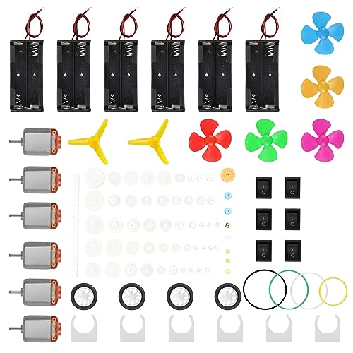 ZJRung 95 piezas DC Motor Kit Juego de Motor Electrico Bricolaje Motor Eléctrico Mini kit Electrico Escolar Motores Electricos Pequeños Electronica Niños para Proyectos de Laboratorio Ciencia DIY