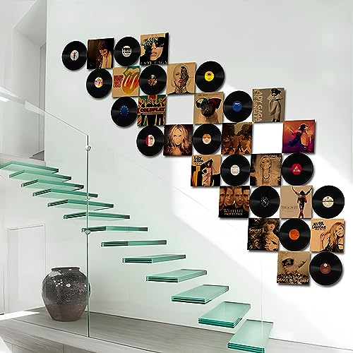 ZJYY 8 Piezas Decorativo Disco Música, Decorativo Disco Música, Vinilo Retros pared Fiesta, Música Retros Decoración pared, Para la Decoración De Bares, Cafeterías(7 Pulgadas,Patrón Aleatorio)