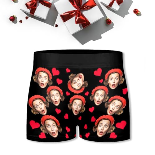 Zkgiftsdz Calzoncillos de Boxeo Personalizados para Hombres, Calzoncillos Personalizados con Foto Regalos de San Valentín para Novio y Esposo (XS - 4XL)