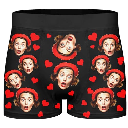 Zkgiftsdz Calzoncillos de Boxeo Personalizados para Hombres, Calzoncillos Personalizados con Foto Regalos de San Valentín para Novio y Esposo (XS - 4XL)