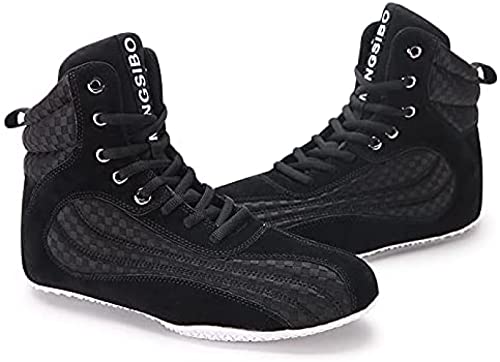 ZKHD Zapatos de Lucha para Hombres Zapatos de Boxeo para Jóvenes Kickboxing Sparring Boxers Entrenadores Zapatos de Artes Marciales Botas de Boxeo Transpirables,Black-37EU