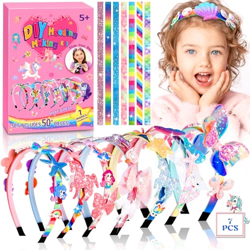 ZLPBAO 50Piezas Set de Accesorios para el Pelo, DIY Diadema Set para Niñas, Kit Manualidades para Niñas, DIY Craft Regalo para Niña, Favores Creativos de Fiesta de Navidad para Niños