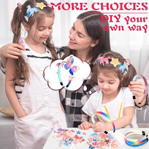 ZLPBAO 50Piezas Set de Accesorios para el Pelo, DIY Diadema Set para Niñas, Kit Manualidades para Niñas, DIY Craft Regalo para Niña, Favores Creativos de Fiesta de Navidad para Niños