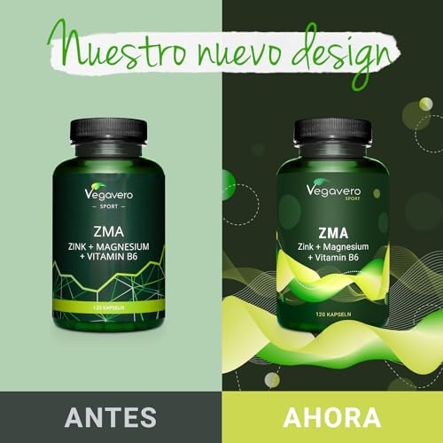 ZMA Vegavero® | Sin Aditivos | Con Zinc + Magnesio Natural + Vitamina B6 | Calidad: Aquamim™ Mg | Potenciador y Recuperador Muscular | Vegano | 120 Cápsulas