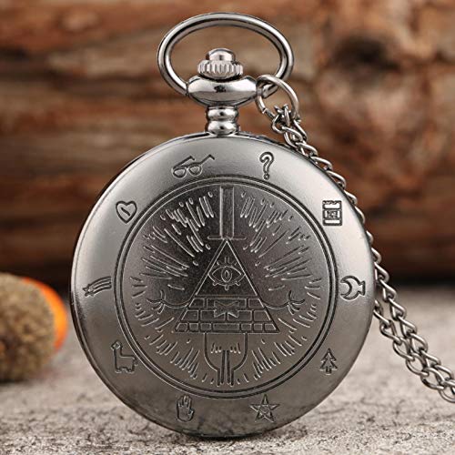 ZMKW Ojo de la Providencia Weird Town Triangle Devil Quartz Reloj de Bolsillo Gravity Bill Cipher Fall Time Gem Collar Colgante, Bronce