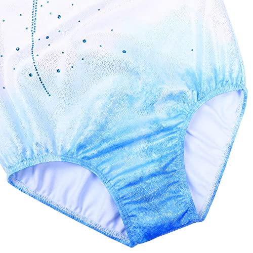 ZNYUNE Niña Maillot de Gimnasia sin Manga B278 WhiteBlue 10A