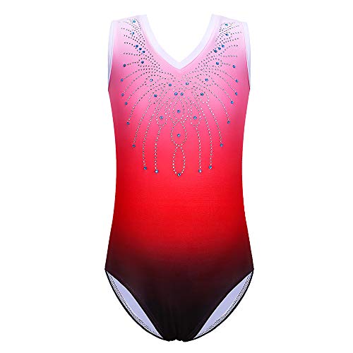 ZNYUNE Niña Maillot de Gimnasia sin Mangas B180 Rojo 10A