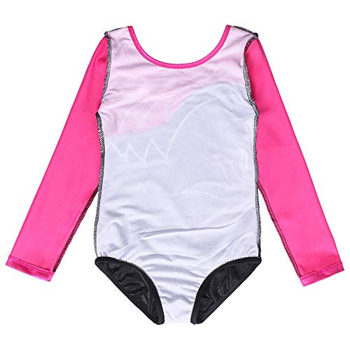 ZNYUNE Niña Maillot Gimnasia 197 Rosa Mangas Largas NO.4A para 3-4 años