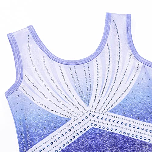 ZNYUNE Niña Maillots de Gimnasia Clásico sin Manga con Lentejuelas B302 Lightblue 12A