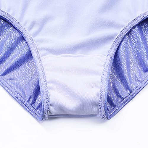 ZNYUNE Niña Maillots de Gimnasia Clásico sin Manga con Lentejuelas B302 Lightblue 12A