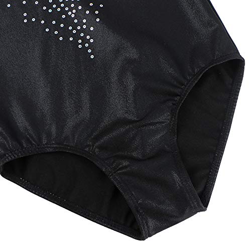 ZNYUNE Niña Maillots de Gimnasia Mangas Largas con Lentejuelas en Tul 203 Negro 12A