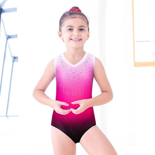 ZNYUNE Niña Maillots de Gimnasia Multicolor Conjunto de 3 Piezas B180 TQ-Rosa 10A