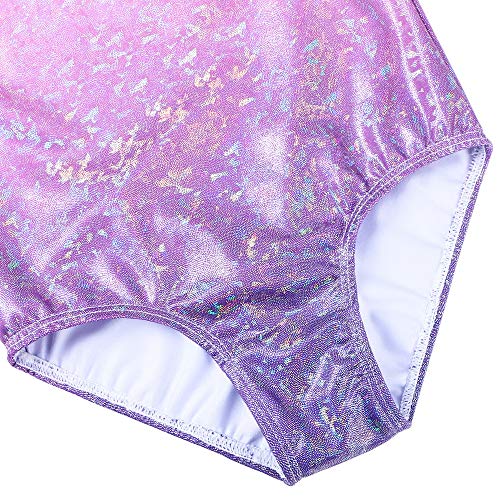 ZNYUNE Niña Maillots de Gimnasia sin Manga Espumoso 254 Morado 10A