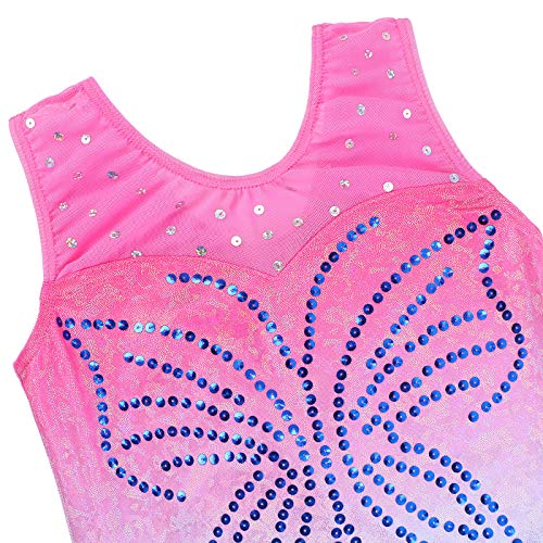 ZNYUNE Niña Maillots de Gimnasia sin Manga Espumoso 261 Rosa Azul 10A