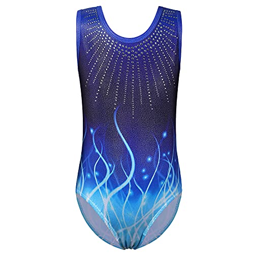 ZNYUNE Niña Maillots Gimnasia Clásico sin Manga B258 Darkblue 14A