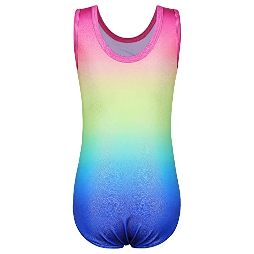 ZNYUNE Niña Maillots Gimnasia Clásico sin Manga B284 Rainbow 14A