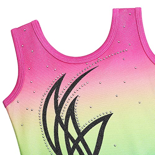 ZNYUNE Niña Maillots Gimnasia Clásico sin Manga B284 Rainbow 14A