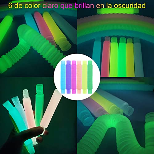 ZOCONE 12 PCS Pop Tubes Juguetes, Tubos Elástico Interesante Tubos de Colores Juguetes Sensoriales Tubos Creativo Retráctil Conectable Tubos Sensoriales Niños Autismo Juguetes Educativos