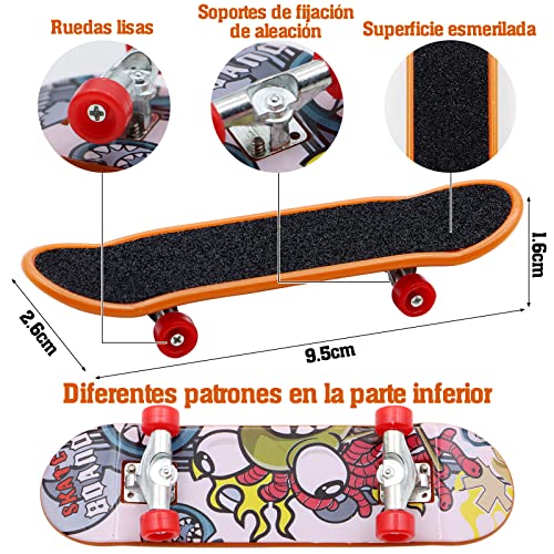 ZOCONE 14 Piezas Finger Skate, Mini Skate de Dedos Fingerboard Profesional de Aleación Finger Skateboards de Dibujos Animados Monopatín de Dedos Skateboards Juguete, Diapasón Mini Juegos para Niños