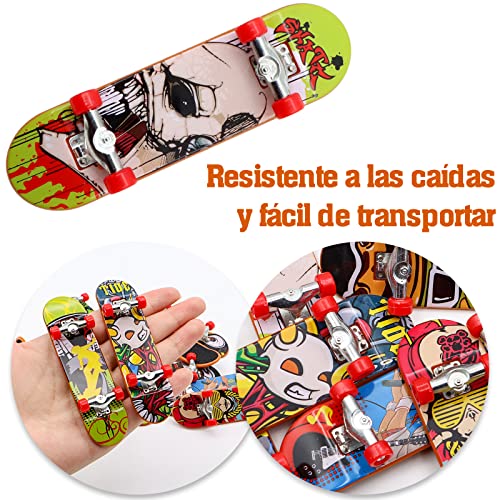 ZOCONE 14 Piezas Finger Skate, Mini Skate de Dedos Fingerboard Profesional de Aleación Finger Skateboards de Dibujos Animados Monopatín de Dedos Skateboards Juguete, Diapasón Mini Juegos para Niños